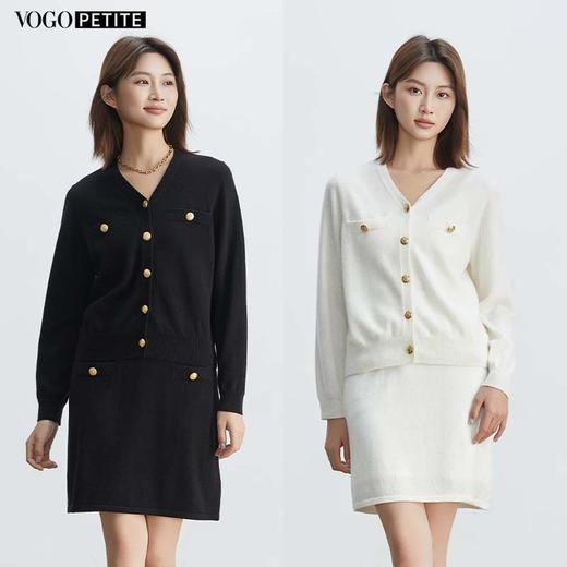 VogoPetite小香风V领针织开衫100%山羊绒BP133F1503 商品图0