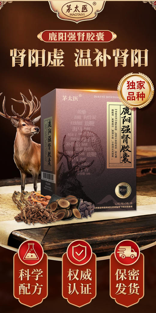 茅太医鹿阳强肾胶囊正品官方旗舰店温补肾阳腰膝酸软畏寒肢冷 商品图1