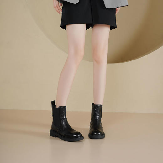 Westory2025年冬季圆头低跟牛皮切尔西休闲短靴S25DS85791 商品图4