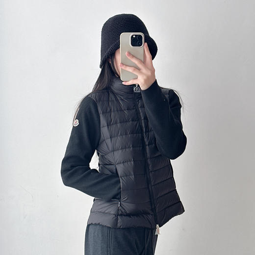 针织拼接翻领立领两穿修身羽绒服外套 商品图1