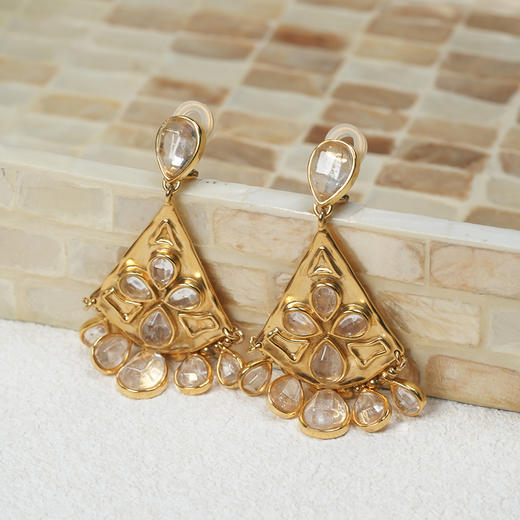 北京仓｜Goossens Paris-Cachemire-水晶 扇形垂感 耳环［法国设计师］ 商品图0