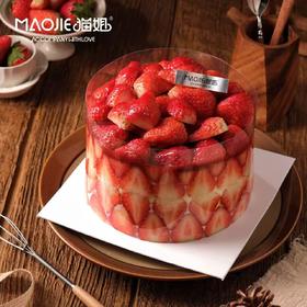 草莓山 bomb 蛋糕ss（带慕斯圈保护，红丝绒坯，4%糖，草莓+草莓酱夹心）