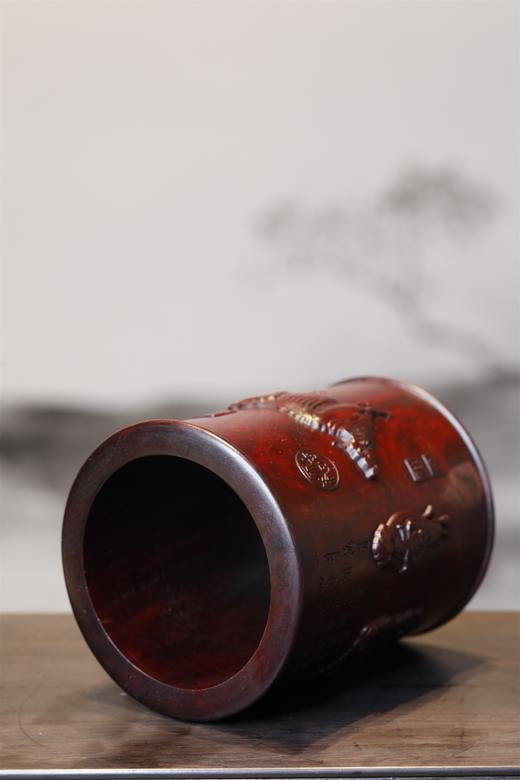 五牛图°大/小号黑檀笔筒 商品图7