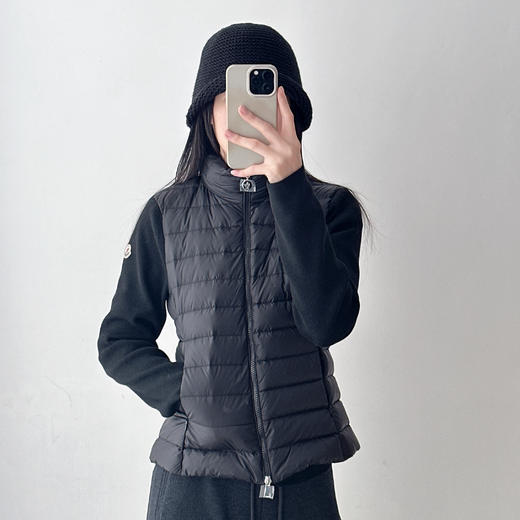 针织拼接翻领立领两穿修身羽绒服外套 商品图2