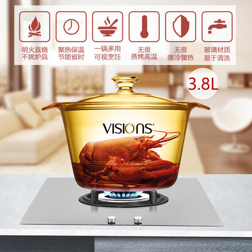 康宁（VISIONS）晶彩系列时尚养生锅3.8LVS-38-FL/E/LN/ZK 商品图4