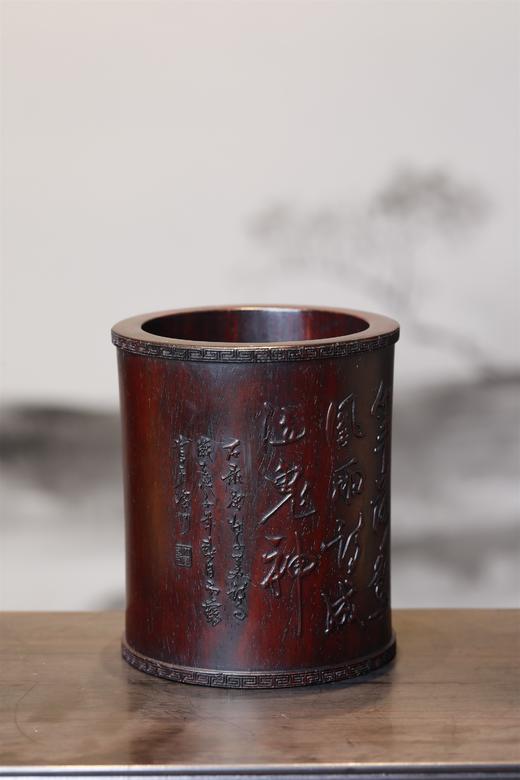 太白撑灯图°黑檀小笔筒 商品图3