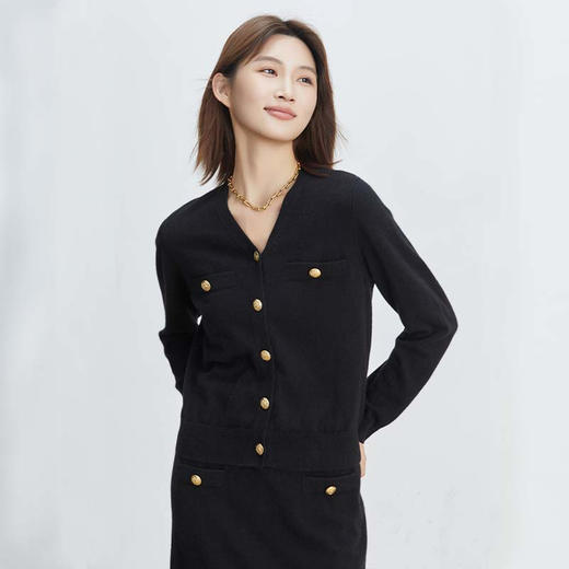 VogoPetite小香风V领针织开衫100%山羊绒BP133F1503 商品图2