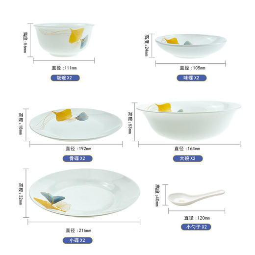 【分仓直发包邮】康宁冰萃玲珑银杏餐具12件套BCB-BSYX12B/KZ/LS 商品图2