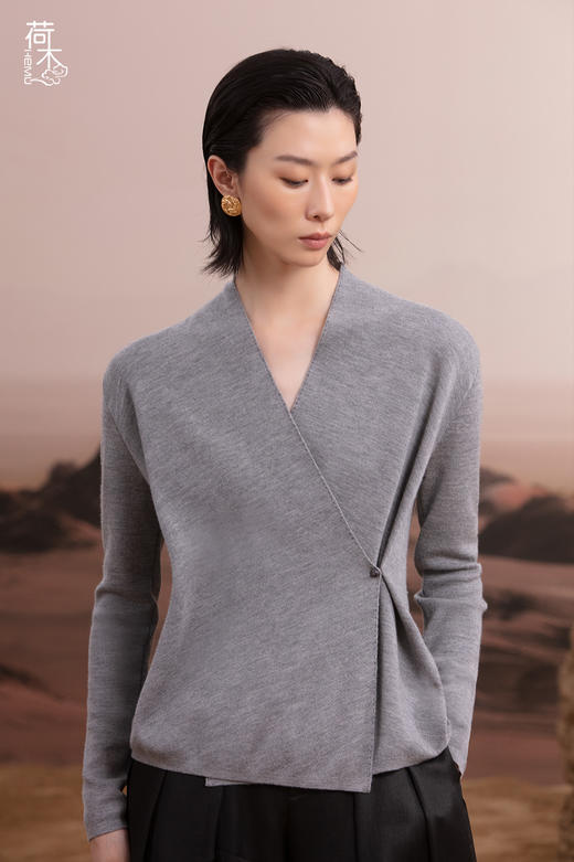 荷木HEMU丨如初·交领羊绒短衫 商品图1