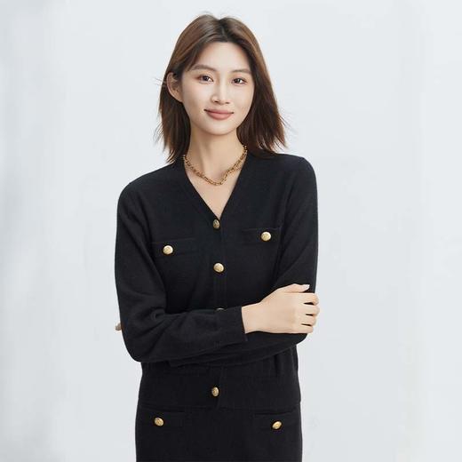 VogoPetite小香风V领针织开衫100%山羊绒BP133F1503 商品图1