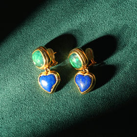 北京仓｜Goossens Paris-BO PIN-宝蓝色 绿色 爱心 耳环［法国设计师］