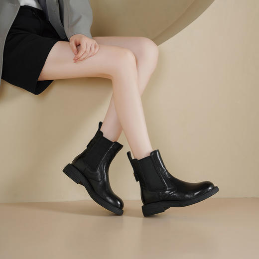 Westory2025年冬季圆头低跟牛皮切尔西休闲短靴S25DS85791 商品图1