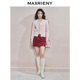 玛克门店发货：MAXRIENY复古暗红色蝴蝶结半裙(货号:MC85SK795)