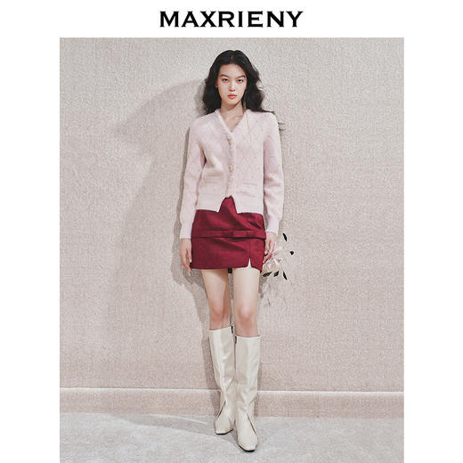 玛克门店发货：MAXRIENY复古暗红色蝴蝶结半裙(货号:MC85SK795) 商品图0