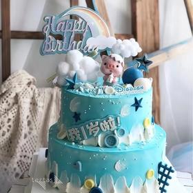 【双层猪宝宝】叮当CAKE爆款儿童蛋糕-鲜果奶油蛋糕