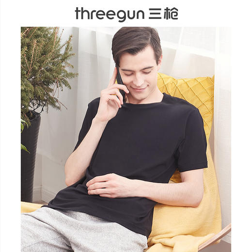 Threegun三枪 水柔棉圆领短袖衫-23033A911 商品图3