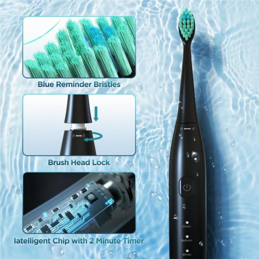 美国 沃尔玛 SEJOY 声波电动牙刷 USB充电 5种模式 智能计时  DY156-BLA 商品图2