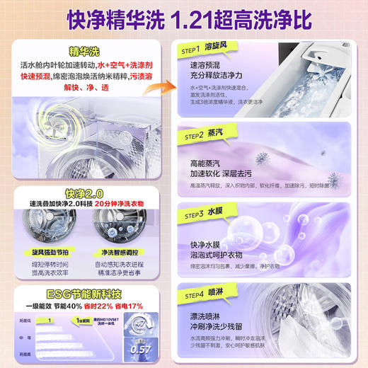 美的（Midea）滚筒洗衣机全自动家用 MD10V56T 10公斤洗烘一体 1.21洗净比 纯平自由嵌 除菌螨【粤湾】【双十一】 商品图8