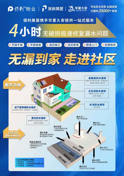 【华夏久安】房屋家庭渗漏水维修_检测报名【粤湾】【双十一】 商品图1