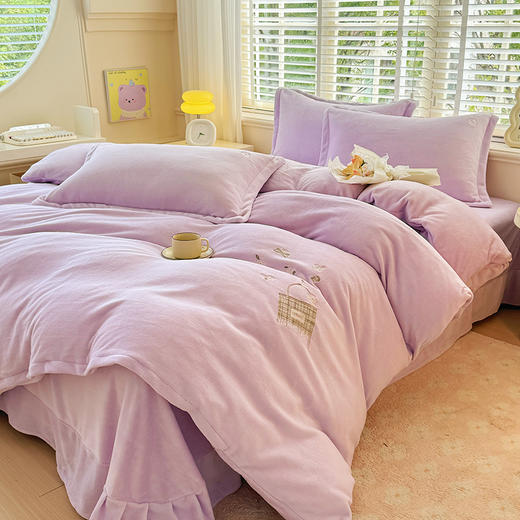 【专柜多样屋】悠梦嘉居暖奢保暖雪貂绒绣花四件套 魏紫/青蓝任选200*230cm 商品图3