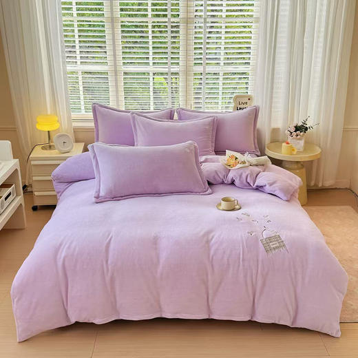 【专柜多样屋】悠梦嘉居暖奢保暖雪貂绒绣花四件套 魏紫/青蓝任选200*230cm 商品图0