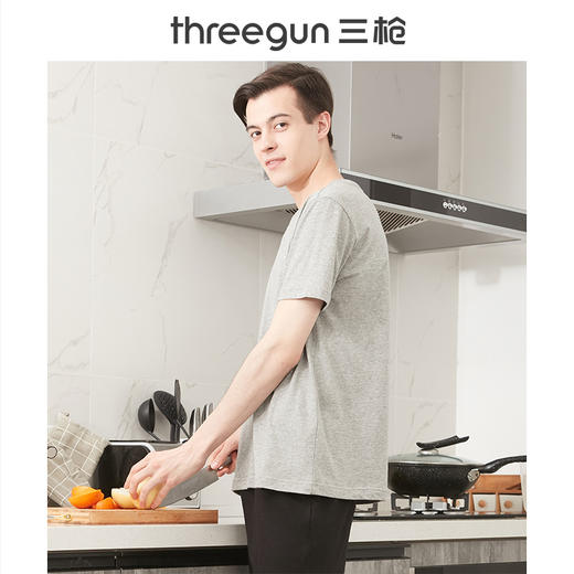 Threegun三枪 水柔棉圆领短袖男衫-23033A711 商品图3