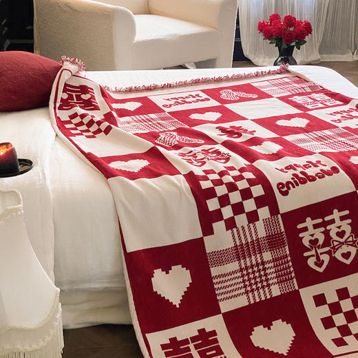 自然醒针织露丝绒沙发毯午睡披肩毯婚庆系列（赠礼盒包装）MT 商品图5