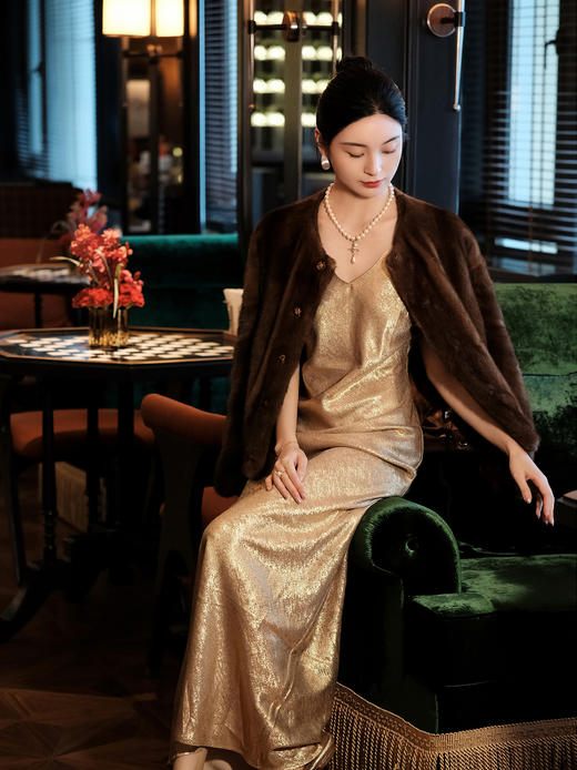 盛唐婧 | 水貂毛皮草外套-咖啡色 商品图1