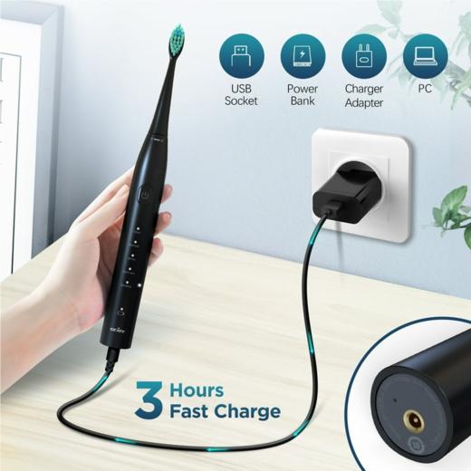 美国 沃尔玛 SEJOY 声波电动牙刷 USB充电 5种模式 智能计时  DY156-BLA 商品图4