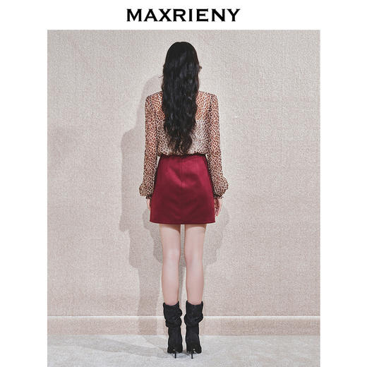 玛克门店发货：MAXRIENY复古暗红色蝴蝶结半裙(货号:MC85SK795) 商品图2