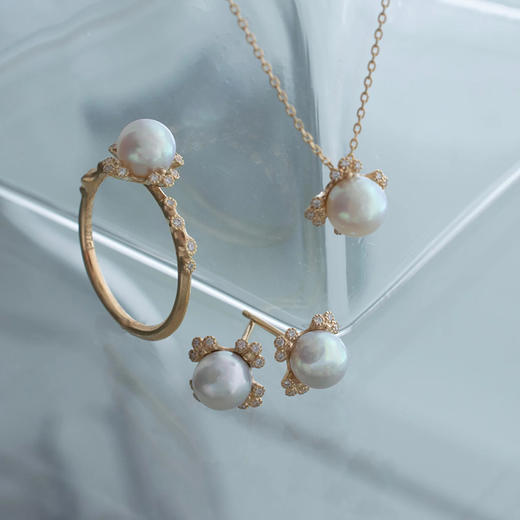 订购10周到｜Shinkai-spread akoya-Akoya珍珠 钻石 耳钉［日本设计师］ 商品图1