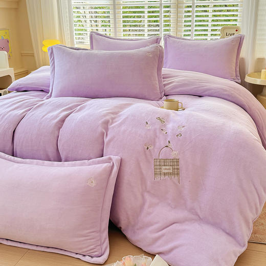 【专柜多样屋】悠梦嘉居暖奢保暖雪貂绒绣花四件套 魏紫/青蓝任选200*230cm 商品图2