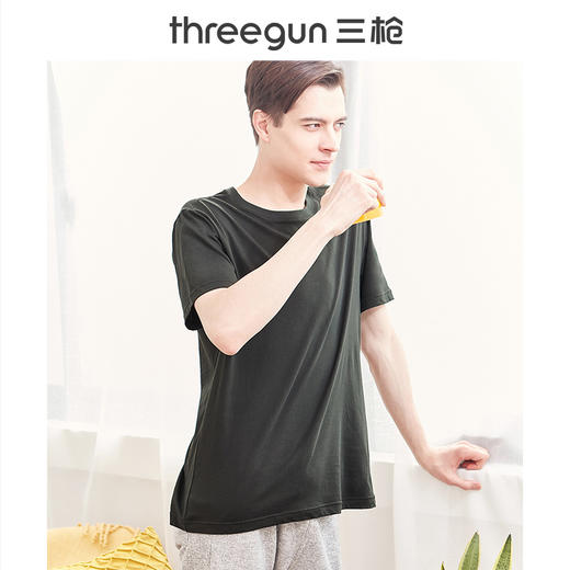 Threegun三枪 水柔棉圆领短袖衫-23033A911 商品图8
