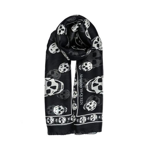 ALEXANDER MCQUEEN 黑色女士丝巾 557717-3052Q-1078 商品图0