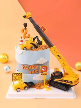 【工程车吊机2】叮当CAKE爆款儿童蛋糕-鲜果奶油蛋糕