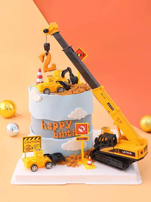 【工程车吊机2】叮当CAKE爆款儿童蛋糕-鲜果奶油蛋糕 商品图0