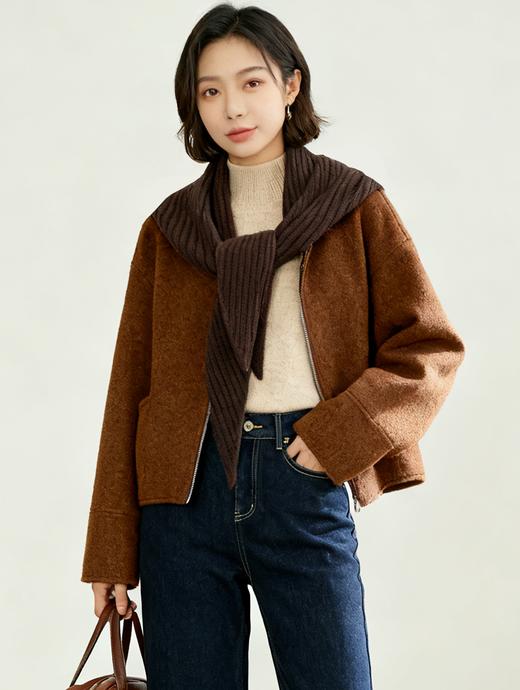 臣禾	披肩毛呢大衣短外套（可脱卸披肩）	JZ253080146 商品图1