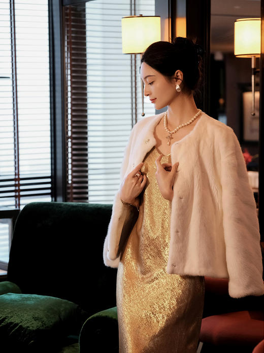 盛唐婧 | 水貂毛皮草外套-米白 商品图10