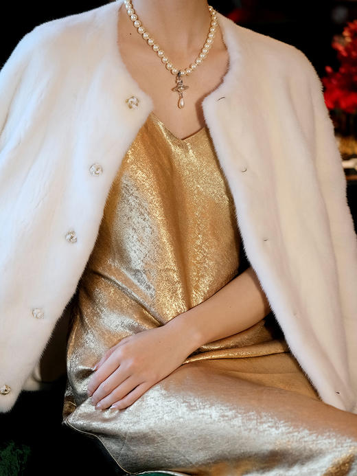 盛唐婧 | 水貂毛皮草外套-米白 商品图7