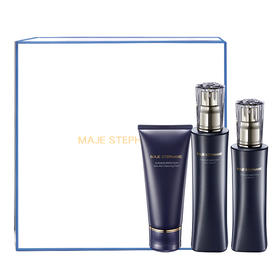 玛嘉思缇 蓝钻臻颜系列光透御龄礼盒（盈润版）洁面120g+蓝钻菁粹水140ml+蓝钻菁粹乳120ml