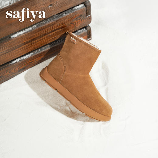 Safiya/索菲娅2025冬季平底纯色百搭加绒加厚丑萌圆头保暖雪地靴SFD411A169 商品图0