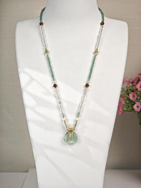 MELI&MOLI| 绿莹小号福袋镶莲花吊坠沉香珠点缀珠串项链