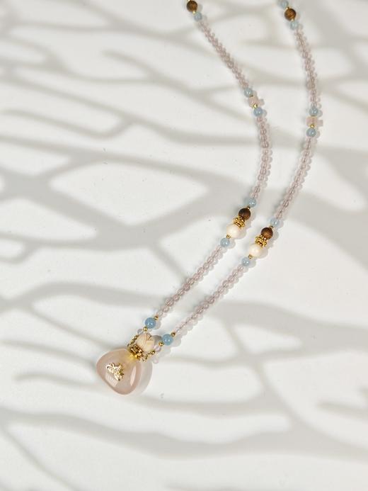 MELI&MOLI| 芙蓉石小号福袋镶莲花吊坠沉香珠点缀珠串项链 商品图1