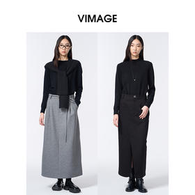 VIMAGE纬漫纪低圆领简约时尚百搭秋冬新款针织衫V2401114