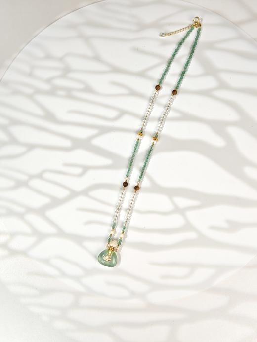 MELI&MOLI| 绿莹小号福袋镶莲花吊坠沉香珠点缀珠串项链 商品图4