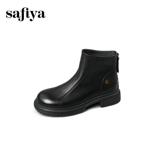 Safiya/索菲娅2025英伦风羊皮粗跟厚底后拉链圆头休闲百搭踝靴SFD4116003/SFD4118003 商品图11