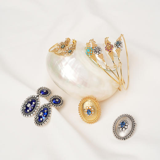 北京仓｜Dorothee sausset-VOLGA EARRINGS 1-蓝色 托帕石 耳环［法国设计师］ 商品图3