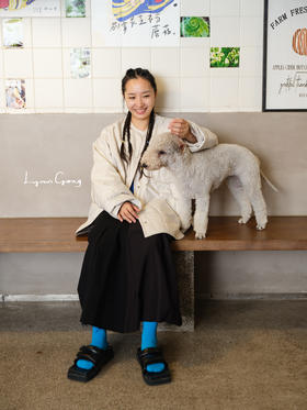 不对称压褶长裙