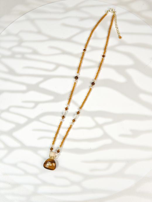 MELI&MOLI| 虎眼石小号福袋镶莲花吊坠沉香珠点缀珠串项链 商品图2
