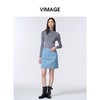 维修下架-VIMAGE纬漫纪水蓝色小A字时尚减龄短款半裙V2406117 商品缩略图1